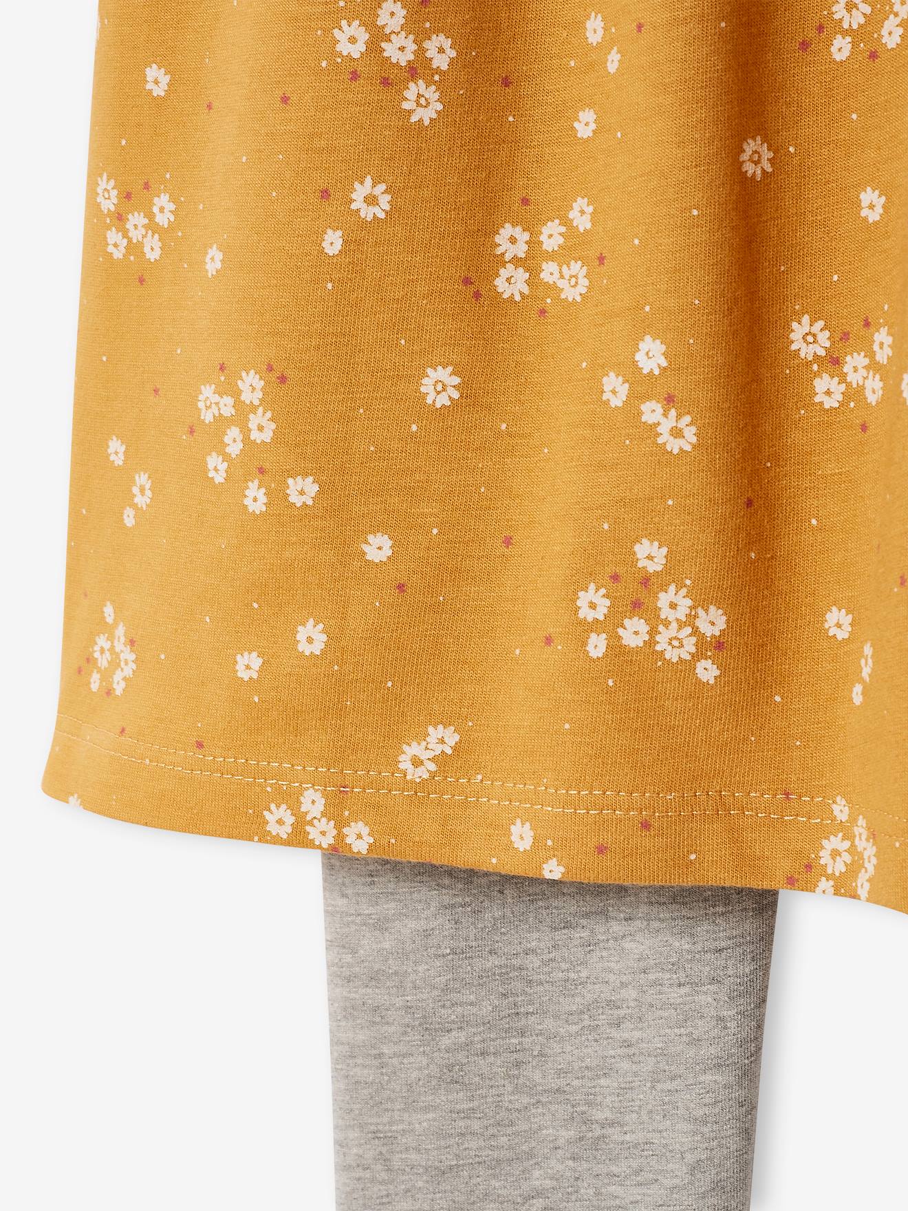 Camisola floral + leggings caneladas bege lisas com estampas
