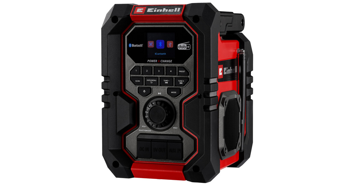 EINHELLAccu Radio TE-CR 18 Li DAB+/FM/BT - Solo bouwradio  (Rood/zwart, Accu en oplader niet inbegrepen)