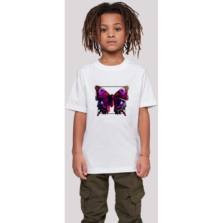 F4NT4STIC T-Shirt Pink Schmetterling TEE UNISEX weiß