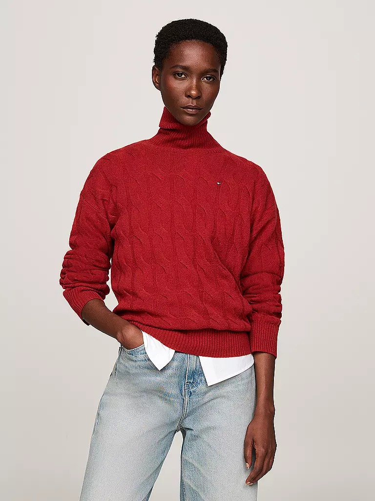 TOMMY HILFIGER Rollkragenpullover  rot