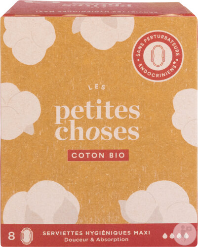 Les Petites Choses Serviettes Hygiéniques Extra Long Coton Bio 8 Pièces