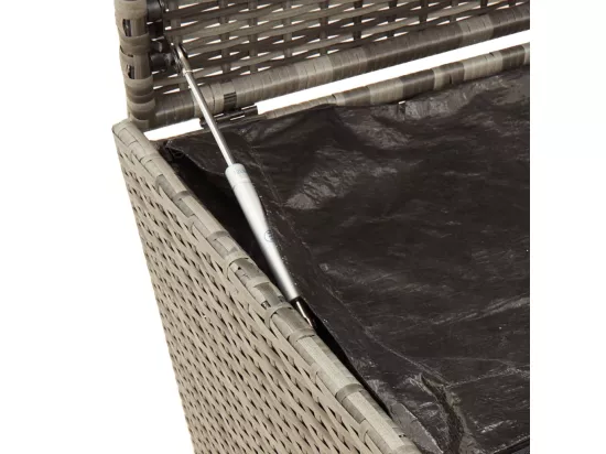 Boîte de rangement de jardin et roues gris 283L résine tressée