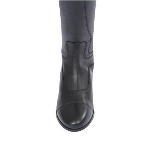 Botas de adestramento infantis unissex de cano alto em couro, pretas.