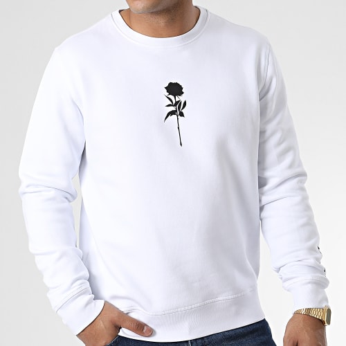 Sweat Crewneck Roses Blanc Noir