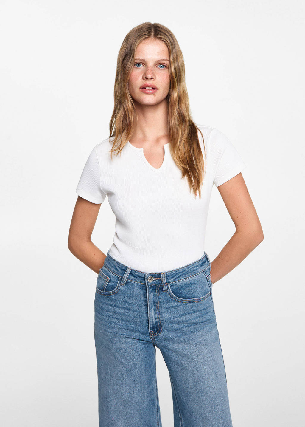 MANGO TEEN high waist flared jeans changeant blauw