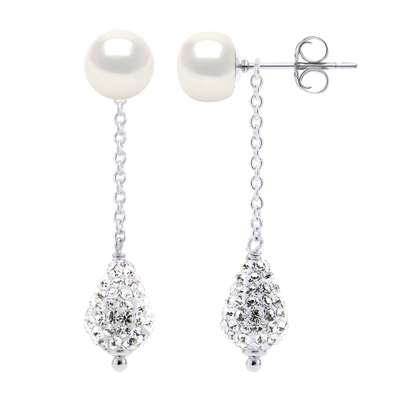 Pearl Addict Boucles d'oreilles Argent & Perles d'Eau Douce blanches