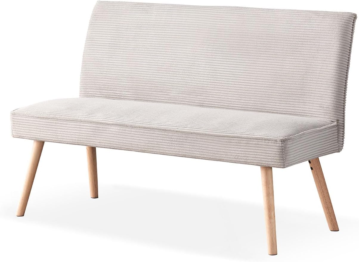 B&D home Sitzbank Paul, Kord Stoff Esszimmerbank 140cm gepolstert Holzbank für Esszimmer, Flur, Garderobe mit Massivholzbeinen, skandinivisch modern Design, Grau, 11309-140-GRAU