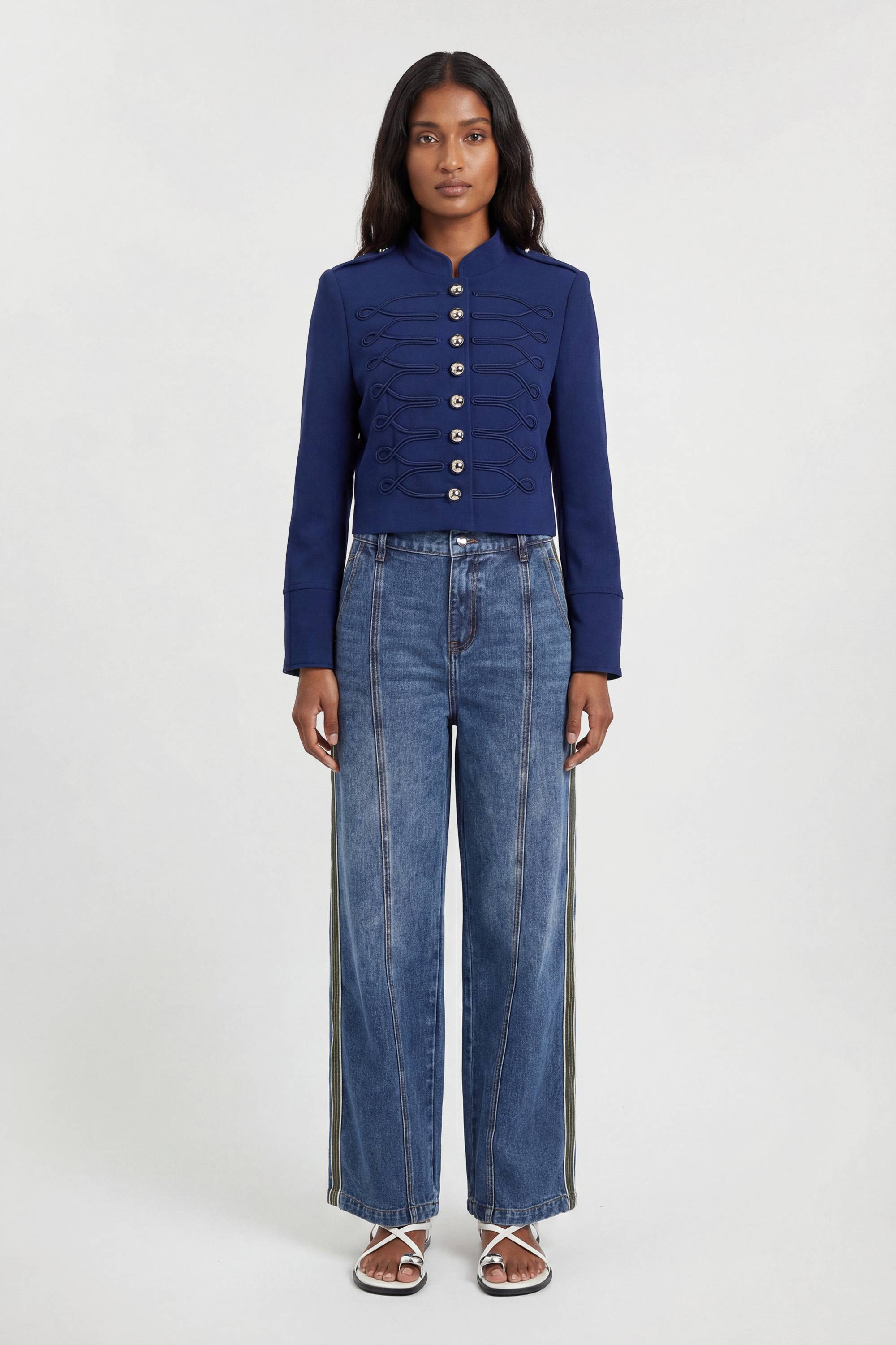 KarenMillen Veste Militaire Compacte Stretch Avec Détails De Bandes