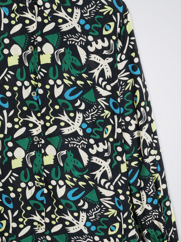Camisa modal estampada - Azul