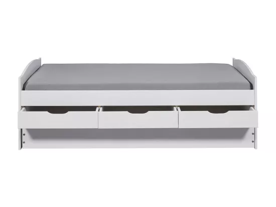 SYDNEY - Lit Gigogne 90x190cm + 3 Tiroirs Bois Massif Vernis Blanc