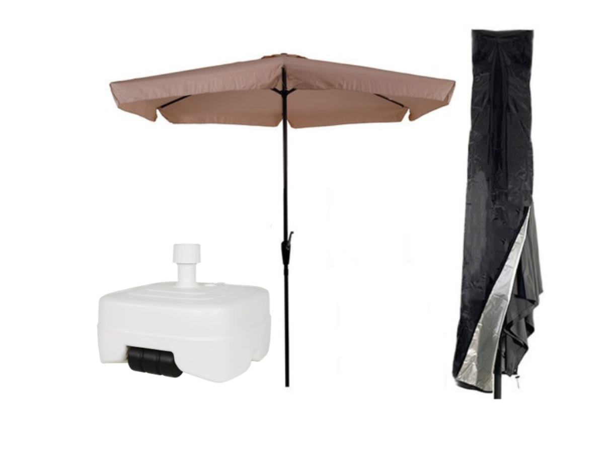 CUHOC Parasol Ø3m ecru + Redalbel parasolhoes en witte voet
