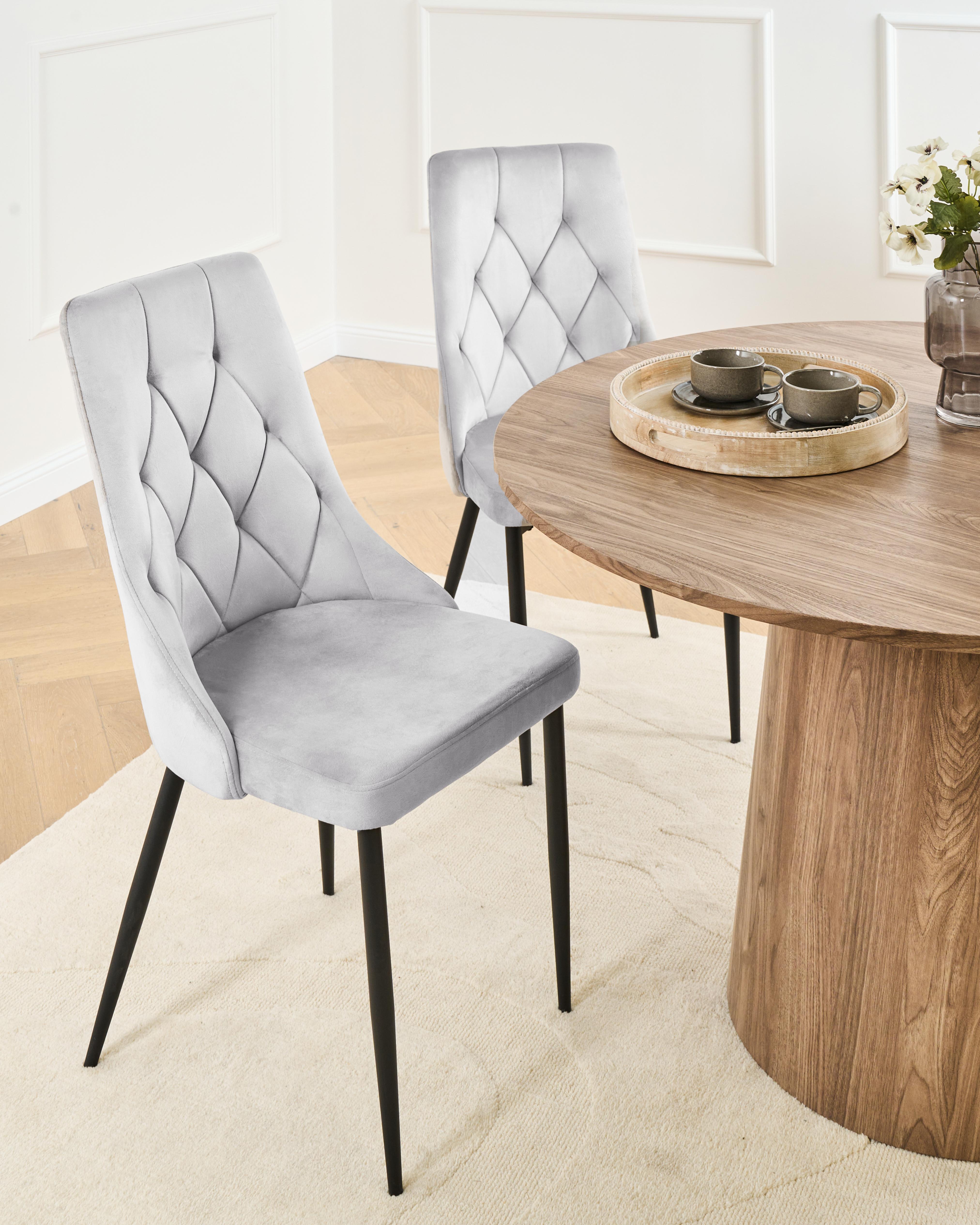 Set van 2 eetkamerstoelen AVENIR Fluweel Lichtgrijs