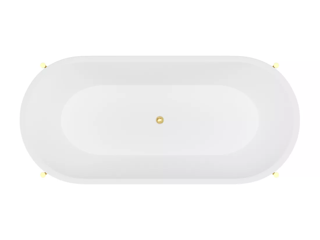 Baignoire îlot ovale blanche avec pieds dorés - 160 x 73,5 x 59 cm - ALONSA