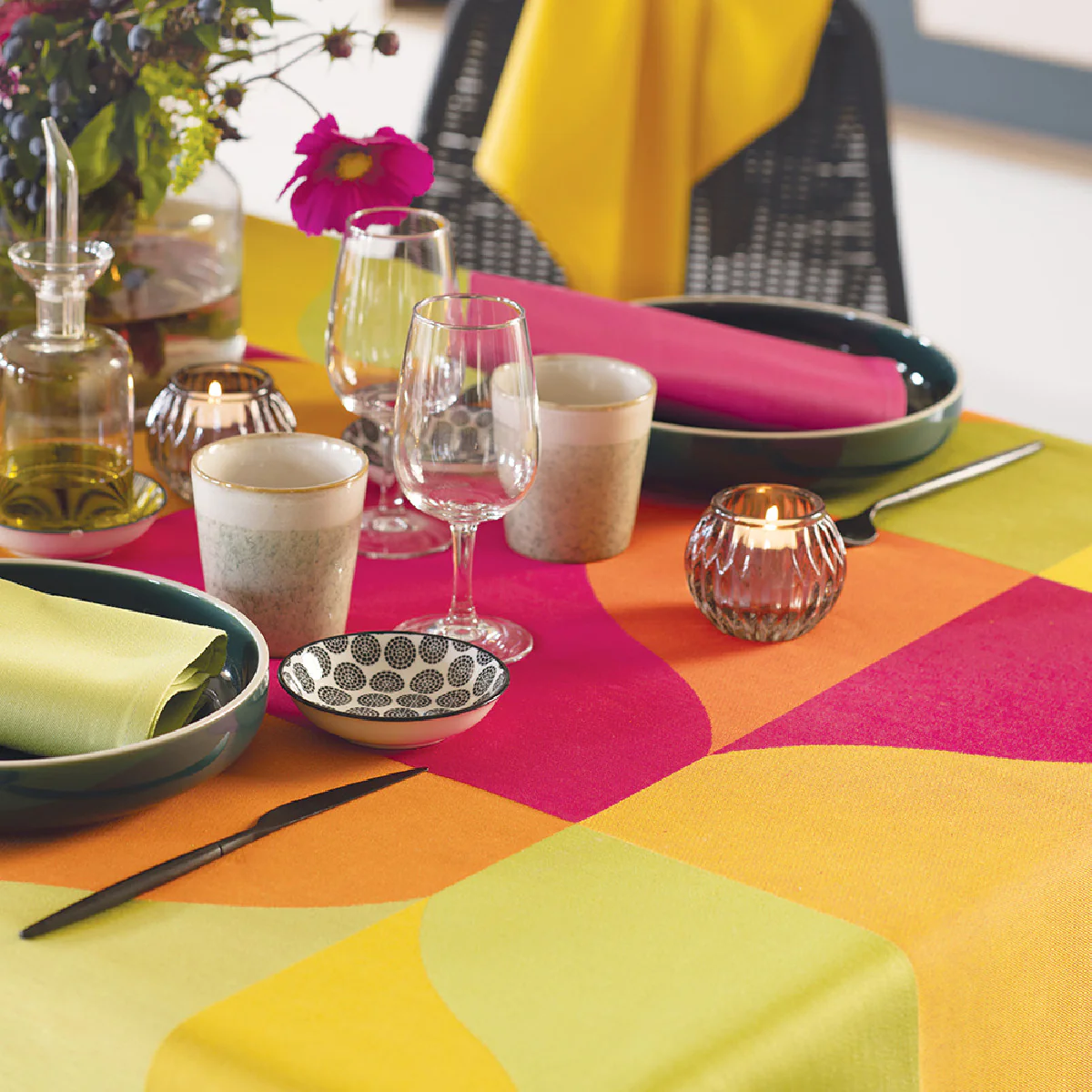 Nappe pur coton multicolore 155x260 Garnier Thiebaut