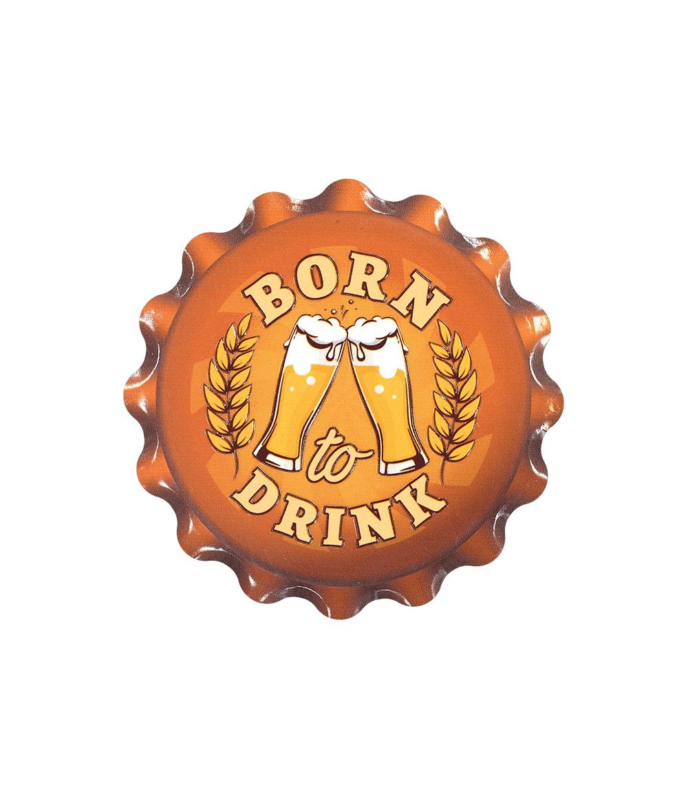 Oranje Onderzetters Born To Drink 11cm