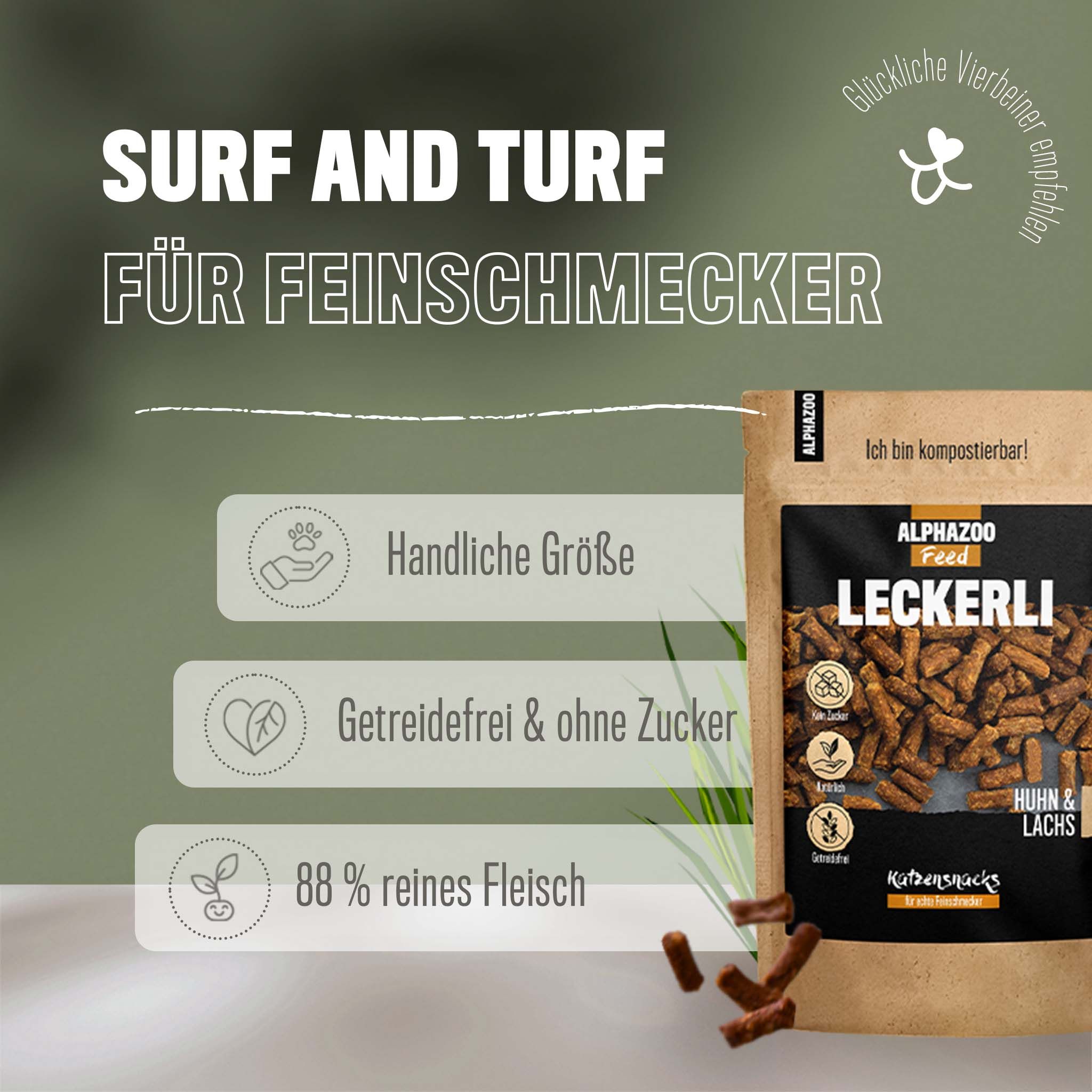 ALPHAZOO Leckerli Huhn & Lachs, Snacks für Katzen