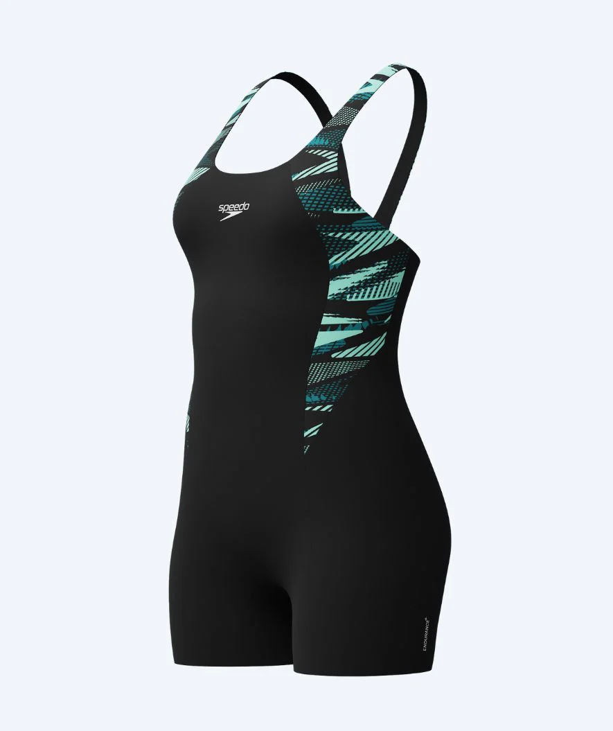 Speedo badedragt med ben til damer - Hyperboom Splice - Sort/turkis