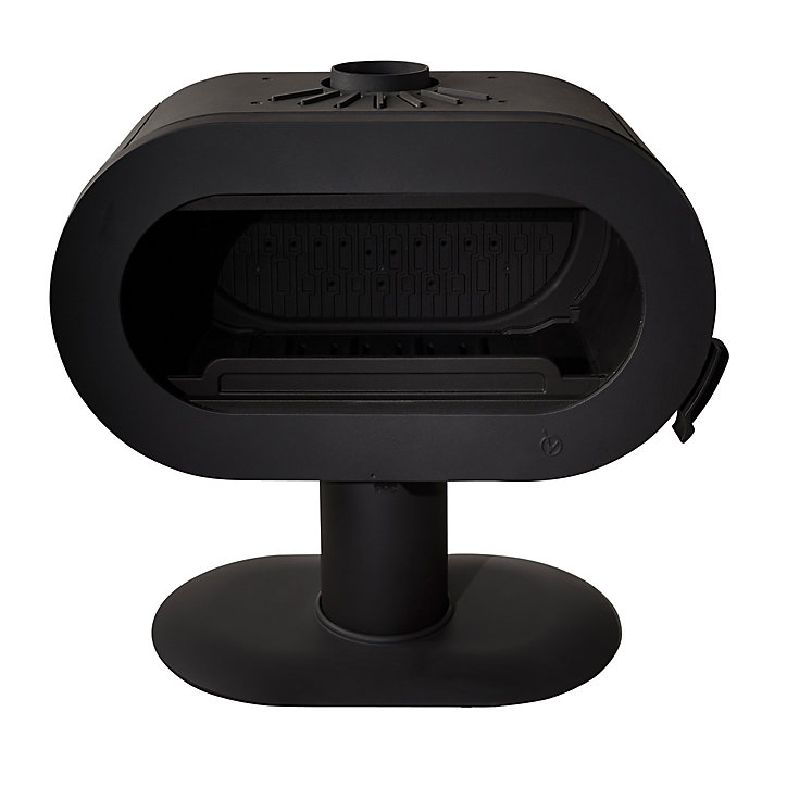 Poêle à bois en fonte Invicta Fifty sur pied Noir 10kW 120m²