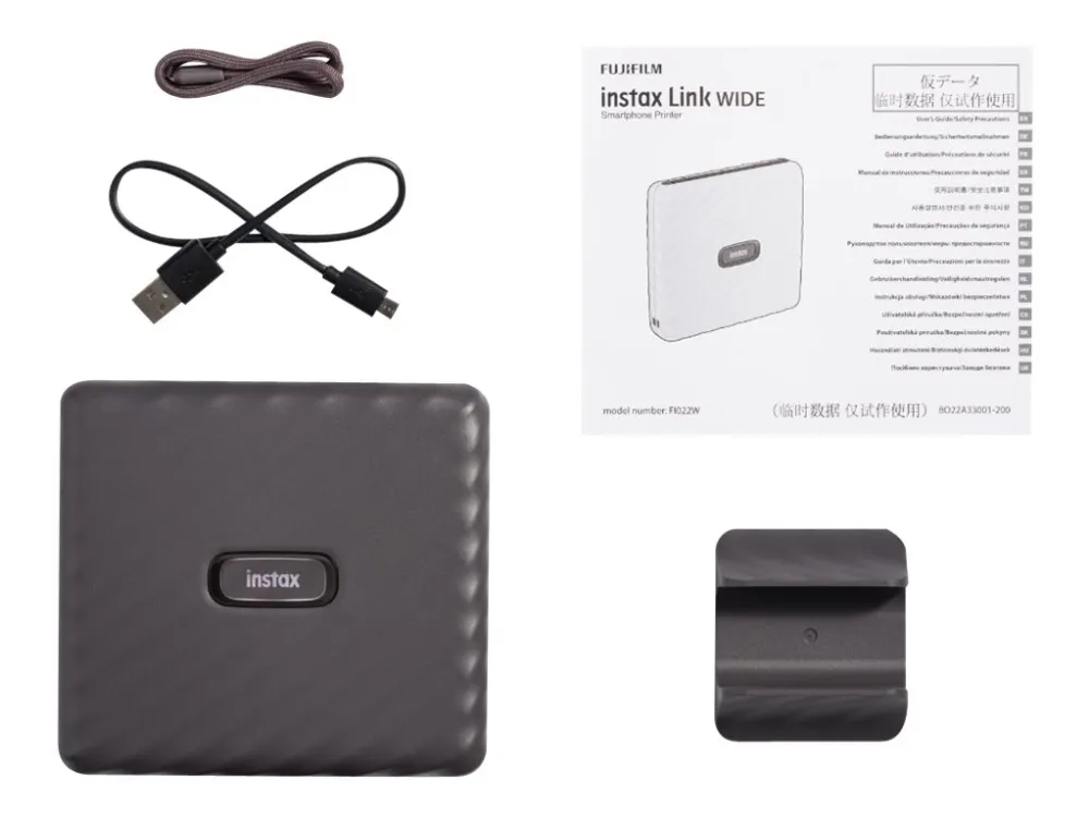 Fujifilm instax Link Wide - Printer - farve - LED - 86 x 108 mm op til 5 udskrifter/min (farve) - kapacitet: 10 fotos - Bluetooth 4.2 LE - mokkagrå