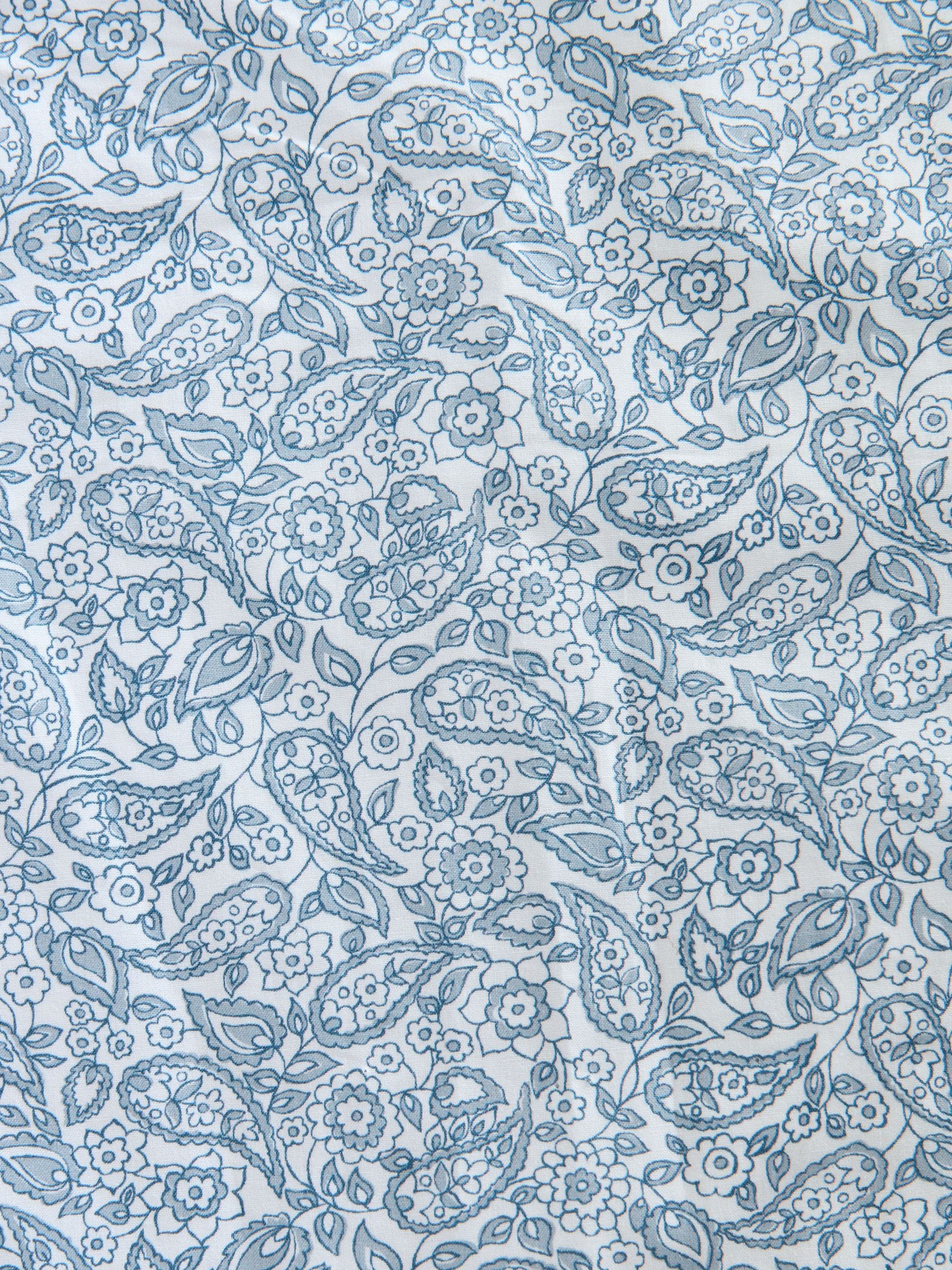White Blue Paisley - Long Sleeve 100% Cotton Shirt