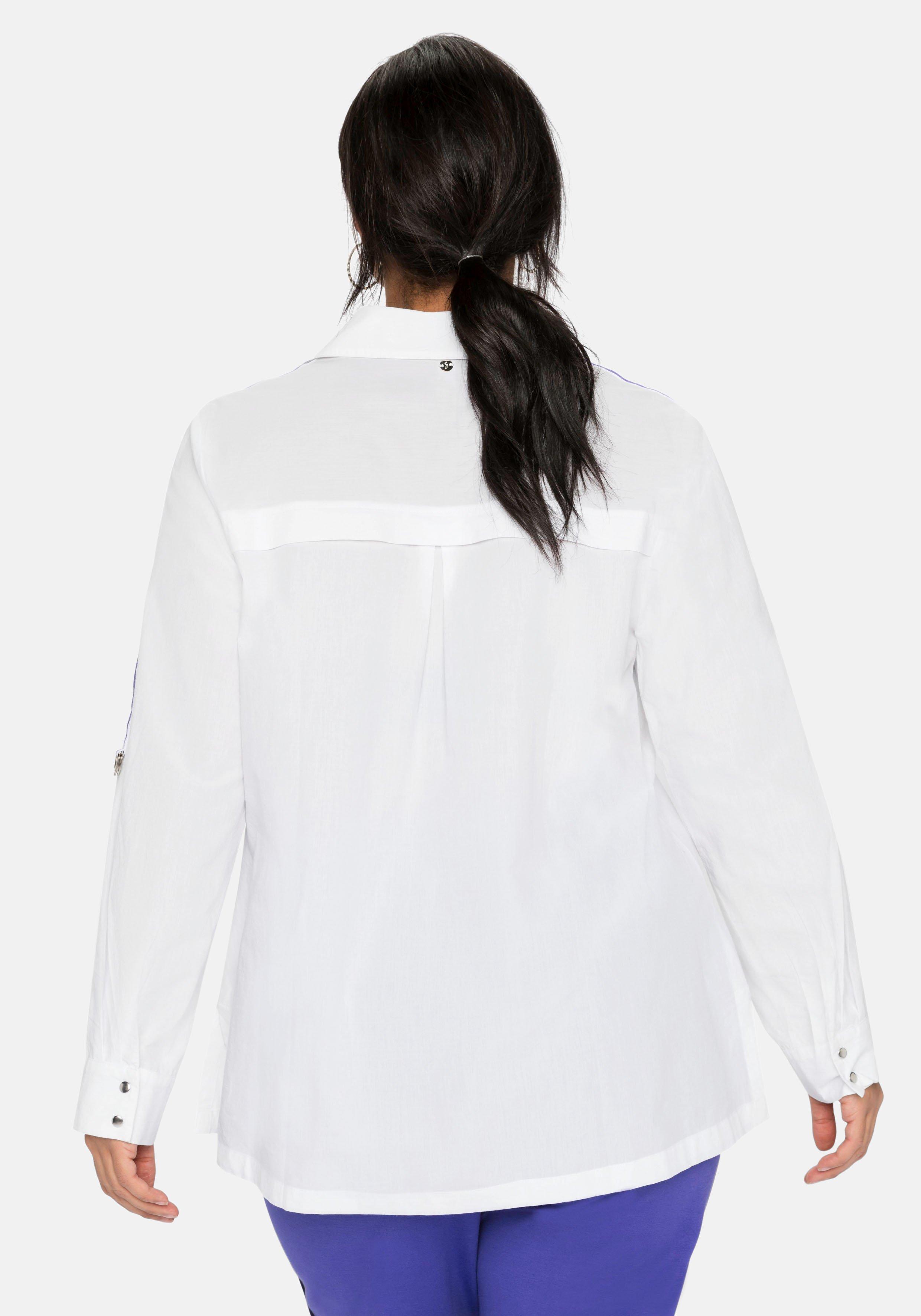 Bluse mit Kontrasttape am Ärmel