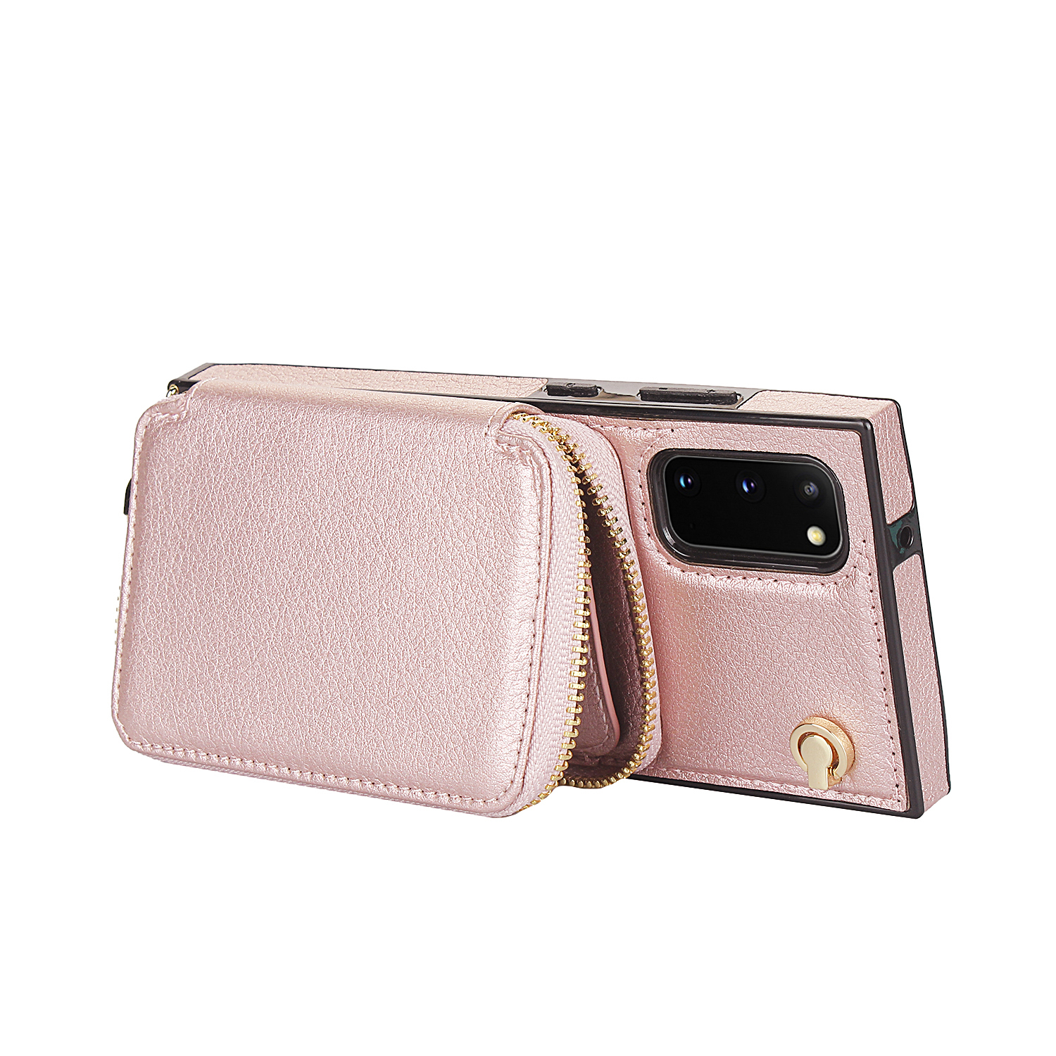 Samsung Galaxy S20 / S20 5G Necklace Leder Schutz Hülle mit Kartenfächer   Handykette (140cm) - Roségold