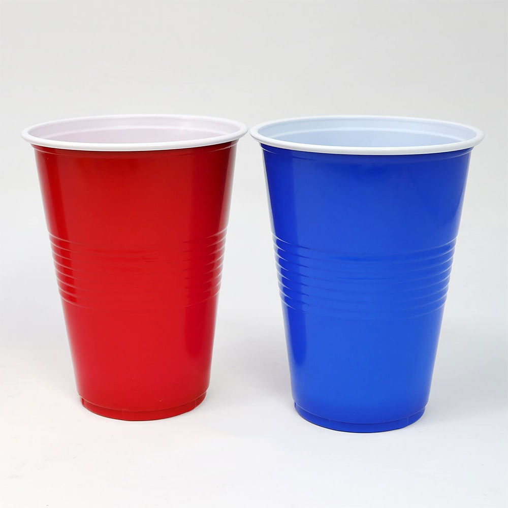 (48-tlg. Set) Party Becher Spiel Beer Pong Trinkspiel - Rot / Blau