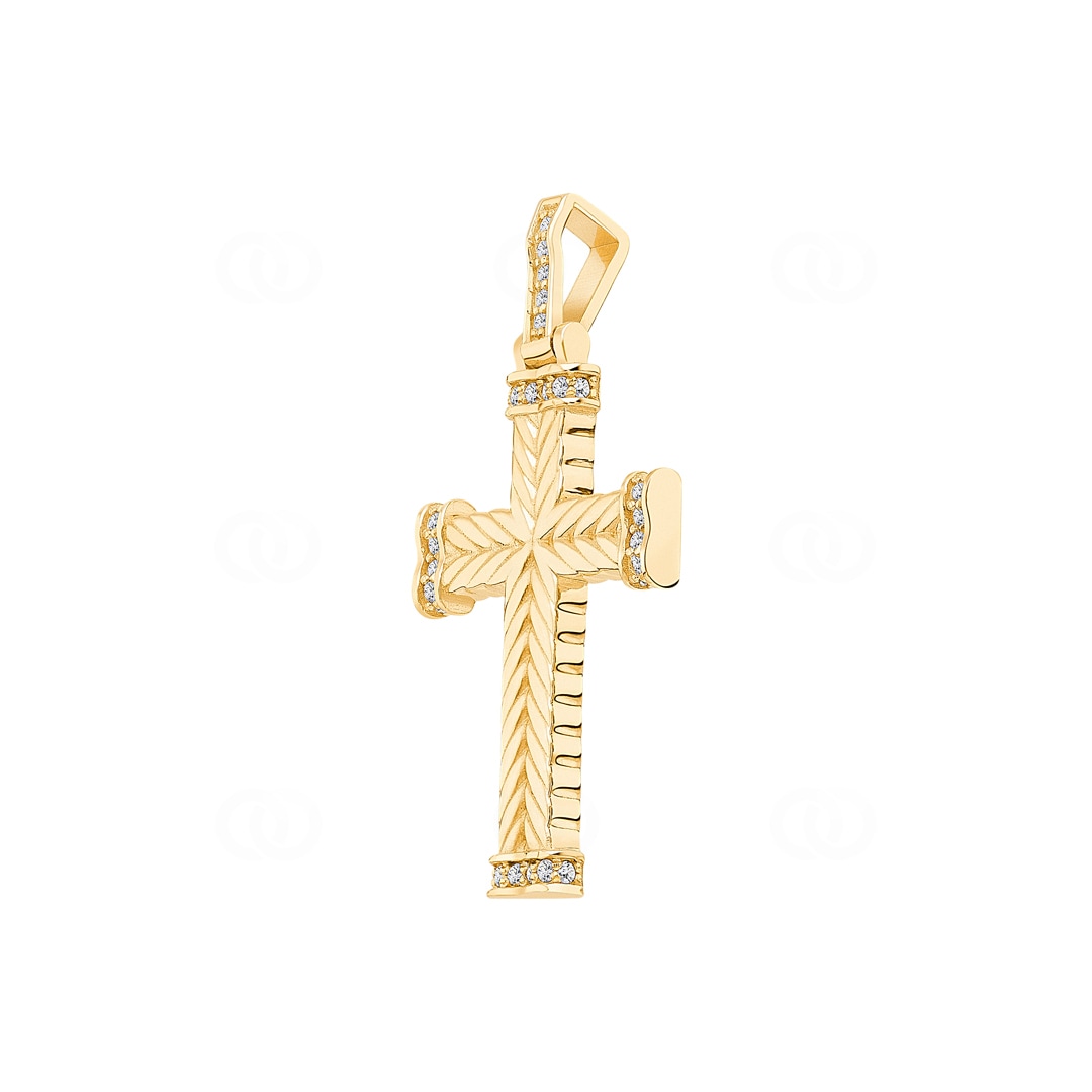 Kreuzanhänger 750/18 K Gelbgold mit Diamanten 0.23 ct H/si