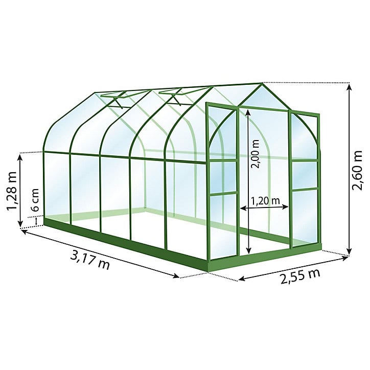 Serre en verre Lams Aloe vert 8,10m²