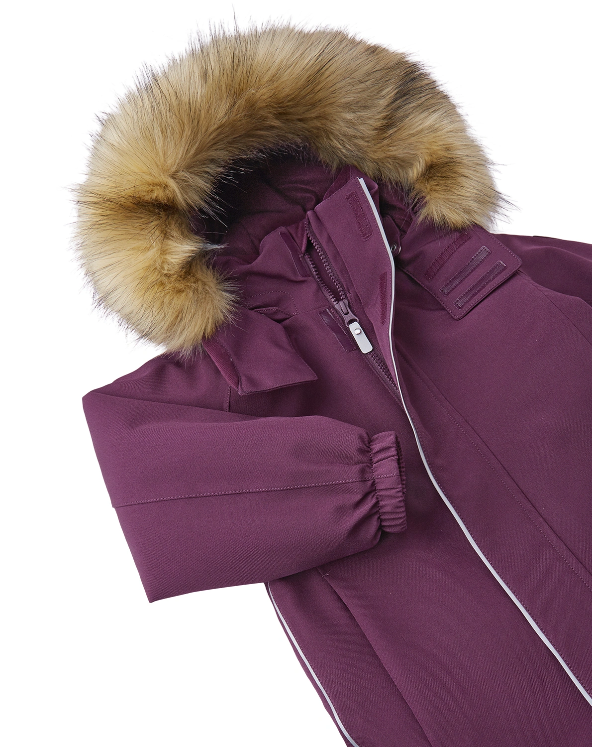 Schneeanzug TRONDHEIM mit Kunstfellbesatz in deep purple