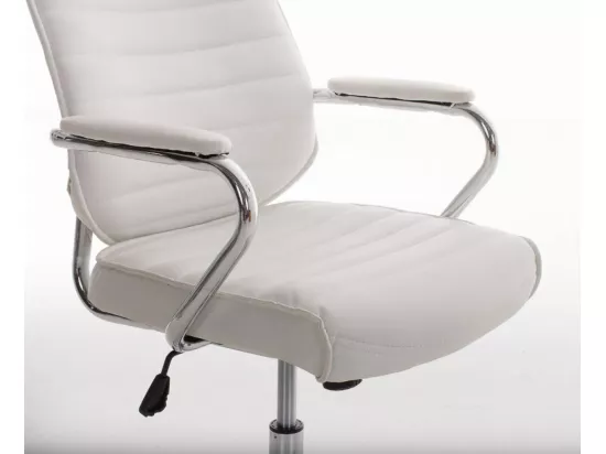 Chaise de bureau - Similicuir & Métal chromé - Blanc - Rako