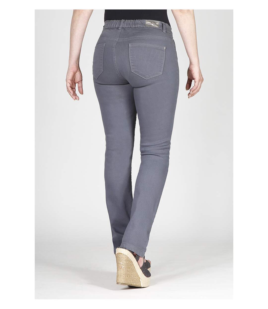 Jeans coupe droite taille haute stretch KAKI