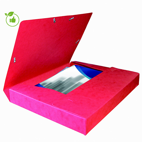 Chemises à élastiques Cartobox 7/10e dos 4 cm coloris rouge, lot de 10