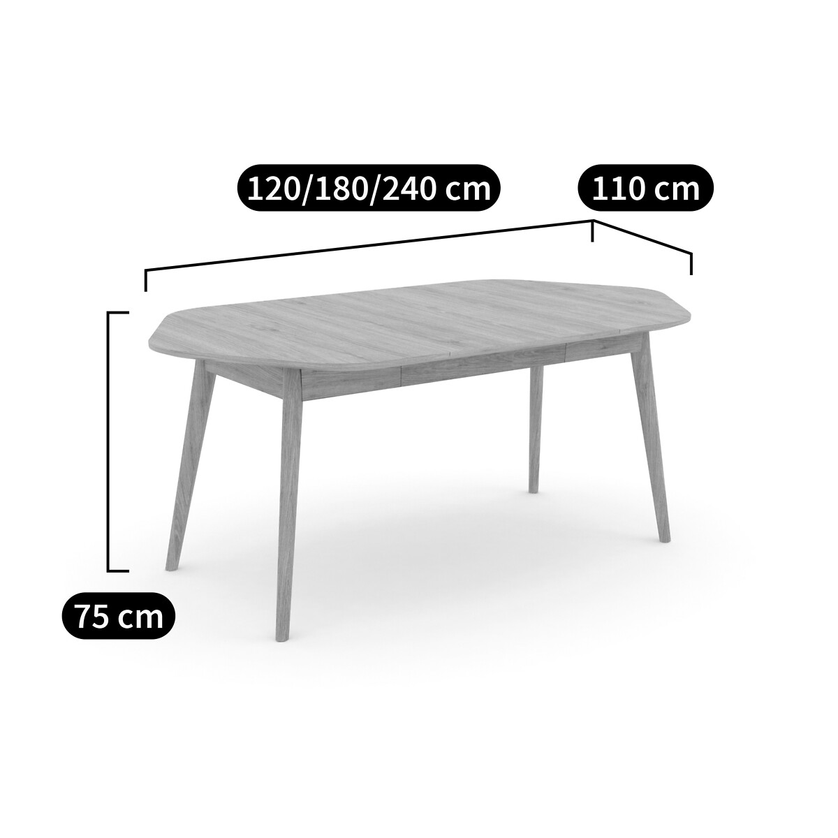LA REDOUTE INTERIEURS<br>Mesa com extensões, 4 a 10 pessoas, Biface
