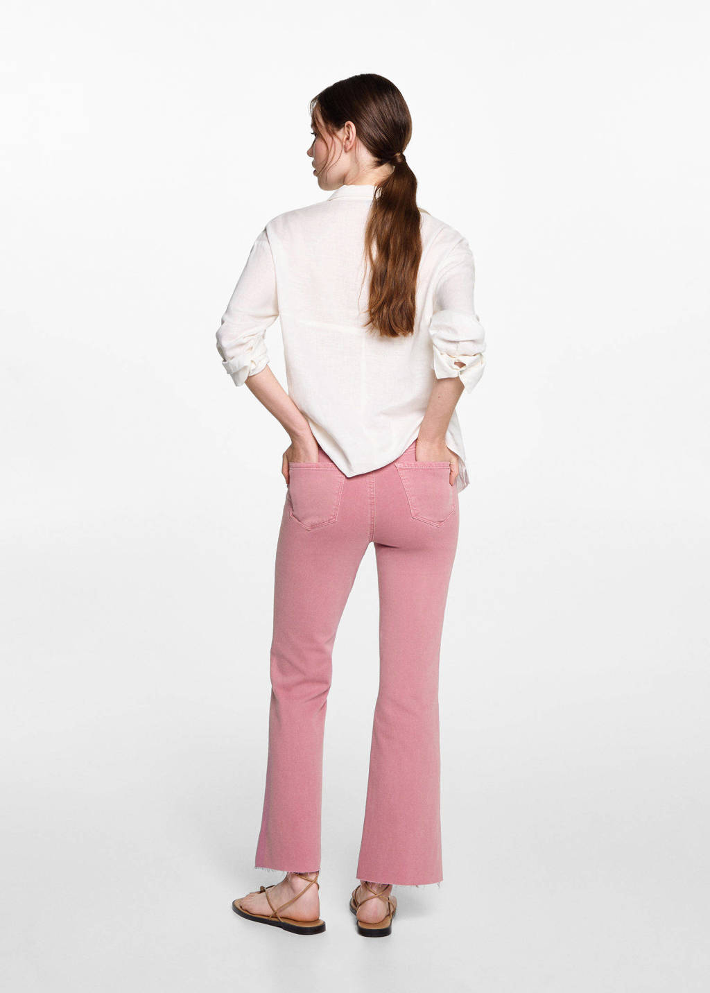 MANGO TEEN cropped flared jeans roze