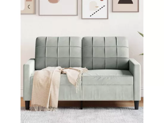 Canapé à 2 places Gris clair 120 cm Velours