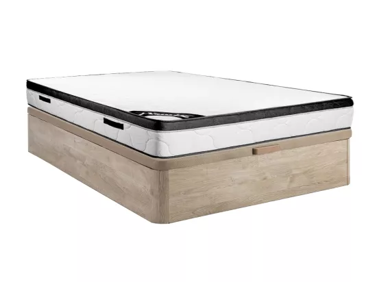Ensemble 140 x 190 cm sommier coffre naturel clair + matelas mousse ép.30cm - SOLAK de YSMÉE