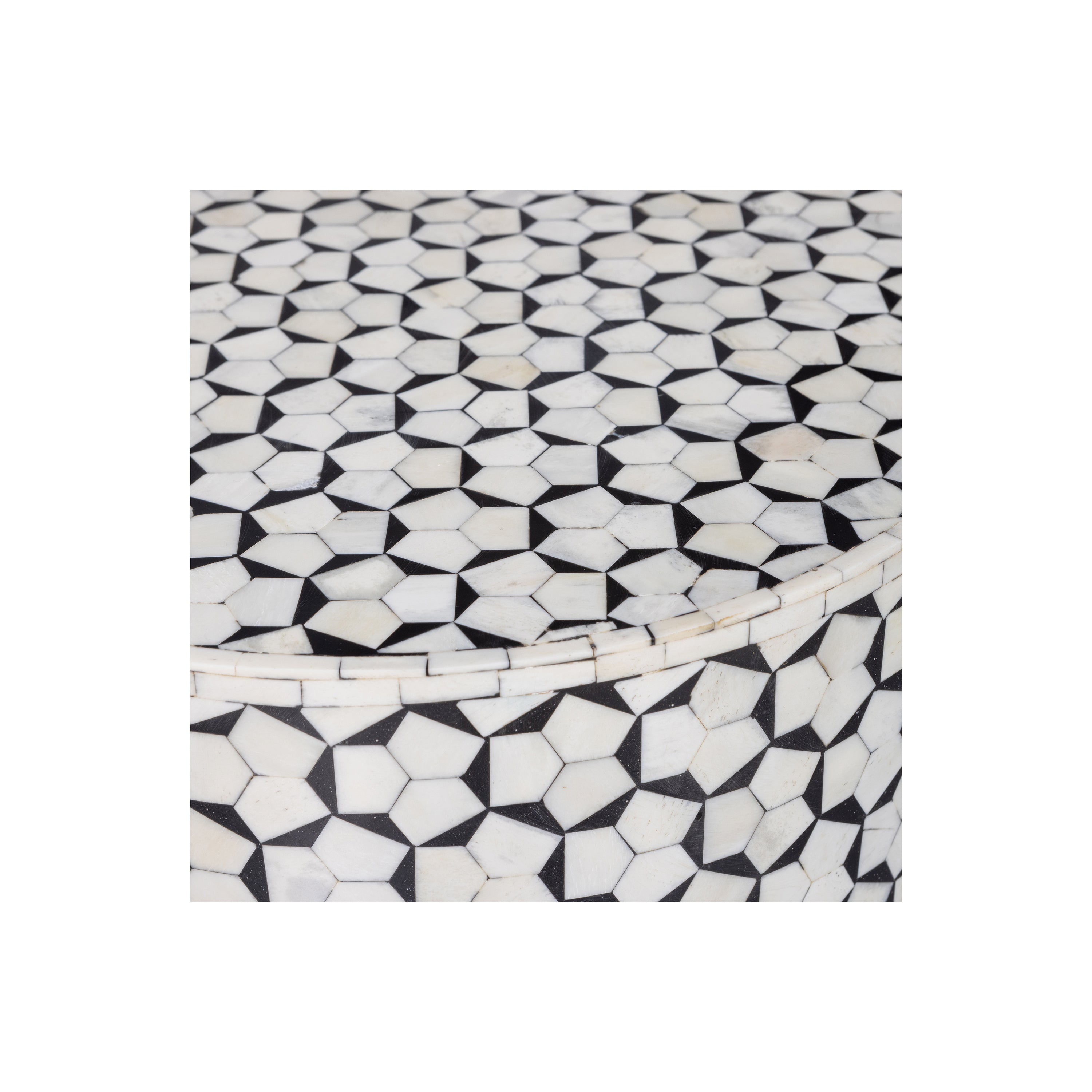 WOOOD Neva Sidetable - Bone Inlay - Zwart|Wit - 40x37x37