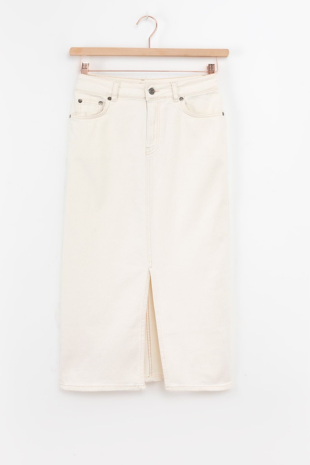 Witte denim rok met split