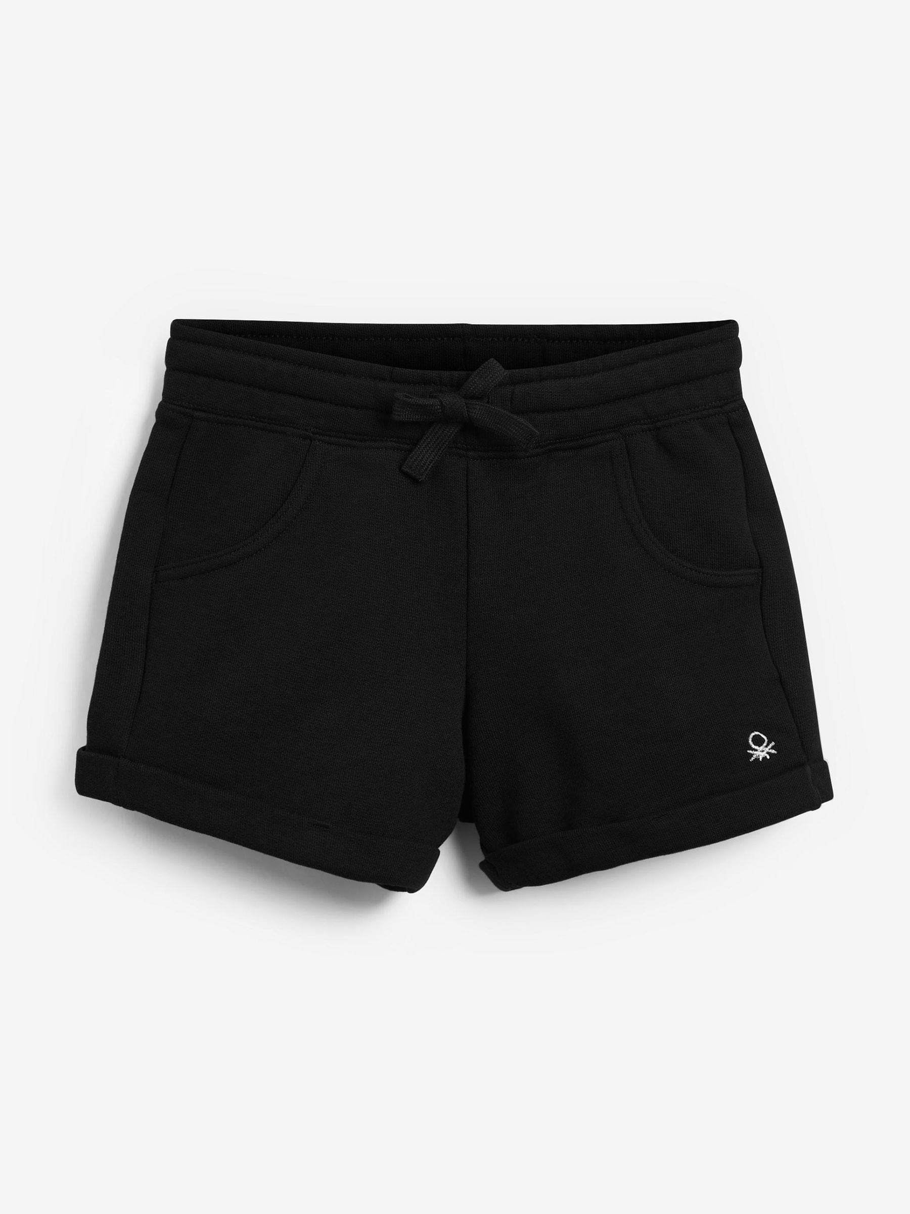 Zwart - Benetton 100% katoenen jersey shorts voor meisjes