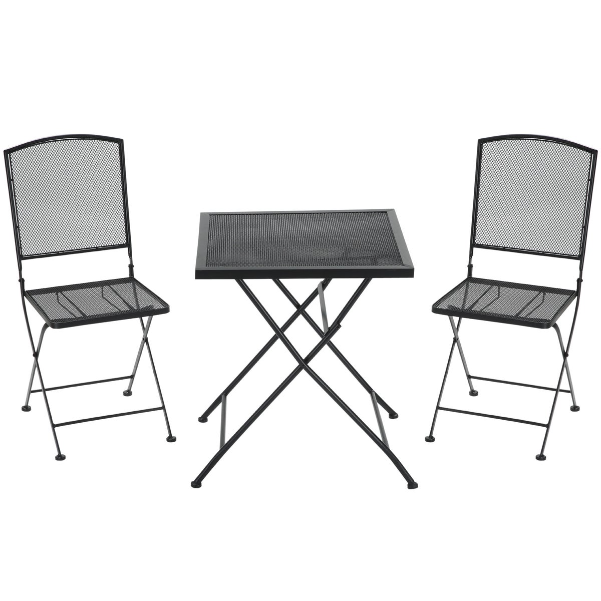 Outsunny 3-delige tuinmeubelset, bistroset, 60L x 60B x 70H cm, metaal, grijs