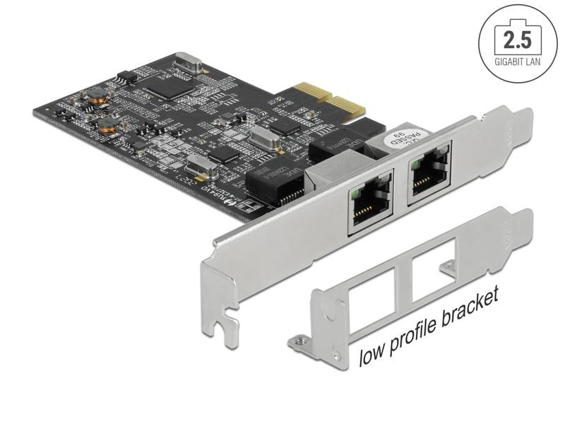Delock Netzwerkkarte 2x 2.5 Gbps RJ-45 PCI-Express x2 PCI Express x2 Karte auf 2 x RJ45 2.5 Gigabit LAN RTL8125