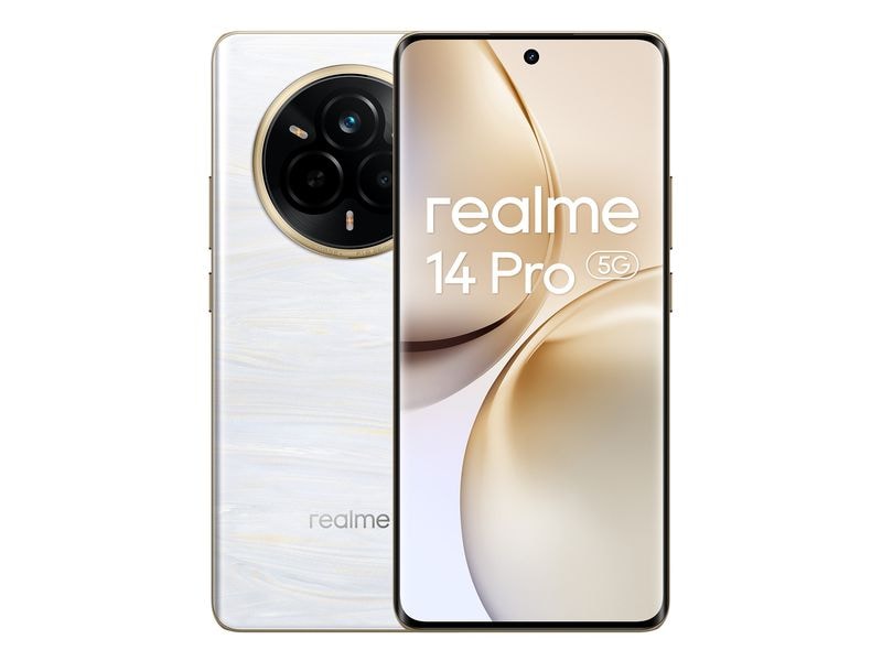 Realme 14 Pro 5G 256 GB Pearl White Android-Smartphone mit leistungsstarker Akkukapazität von 6000 mAh