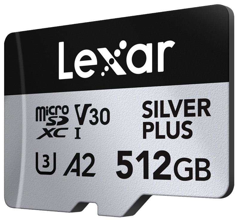 Lexar - microSDXC Professional SILVER Plus UHS-I/U3/A2/4K R205/W150 (V30) - SILVER - 512GB