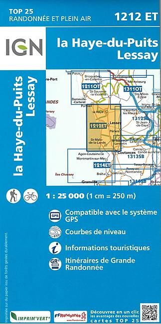 IGN - TOP 25 1212 ET LA HAYE DU PUITS 1 25 000