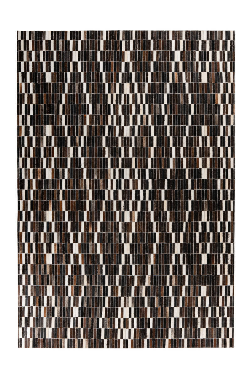 Lederteppich LAVIN 100 - schwarz-weiß - Patchwork - 80x150 cm