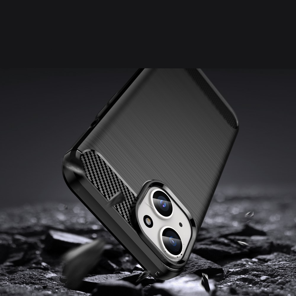 iPhone 15 Gummi Case Schutzhülle Carbon Look - Schwarz