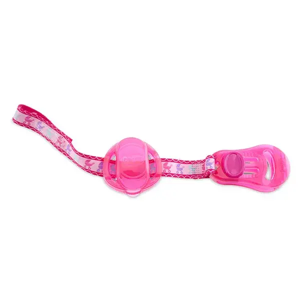 Prendedor de chupeta Chicco Accessories com fita e protetor de bico rosa
