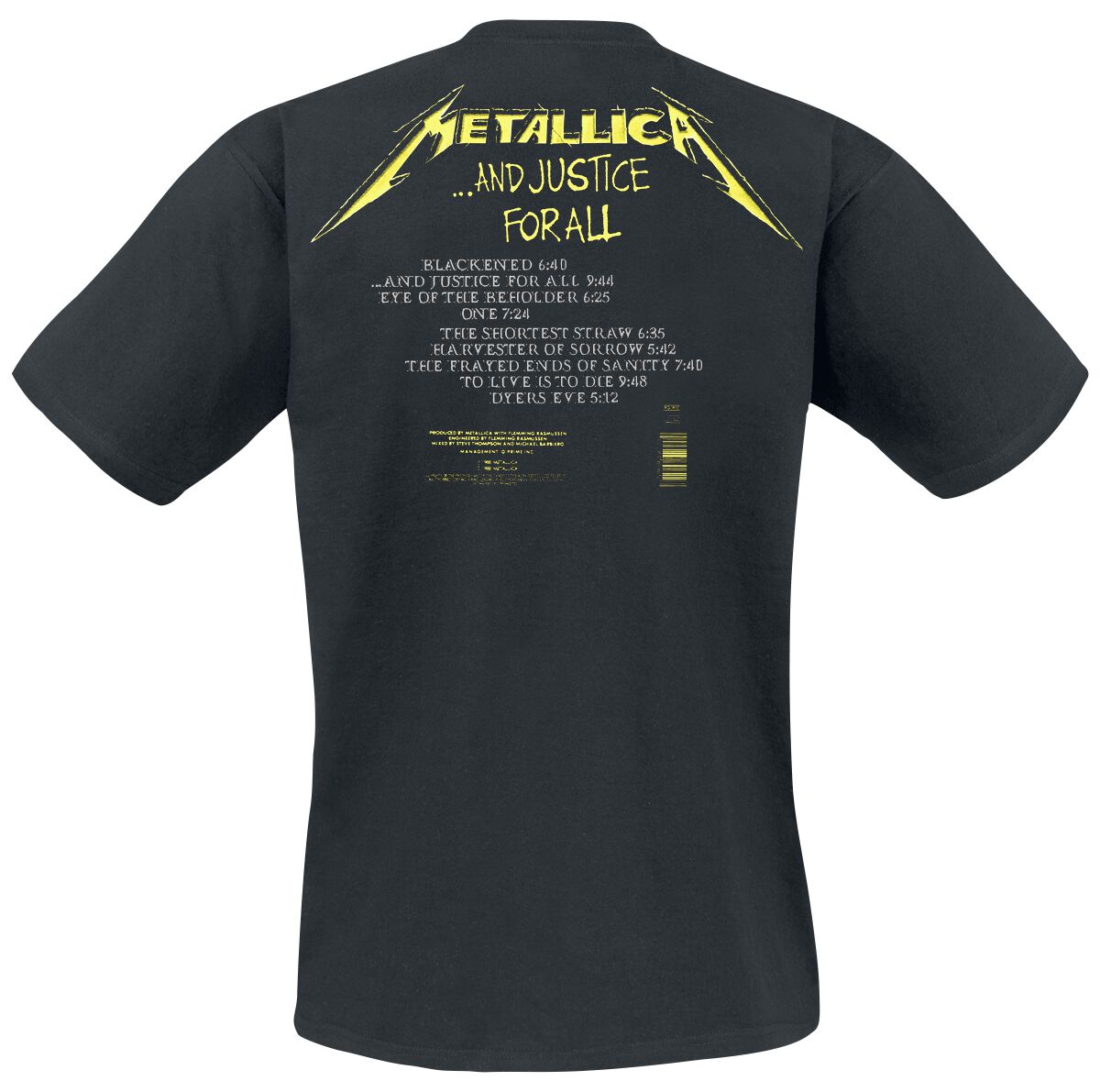 ...And Justice For All - Tracklist | Metallica T-Shirt Manches courtes