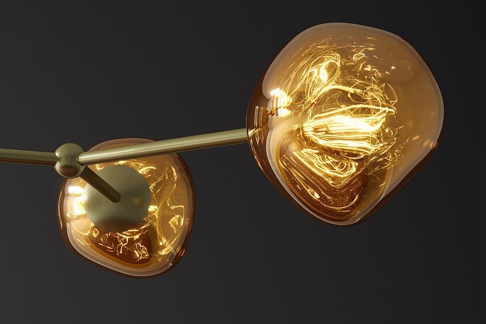 invicta INTERIOR Design Hängelampe Liquid Diamond - 100cm - Gold - Deckenlampe aus Glas & Stahl, fünf Kugelleuchten